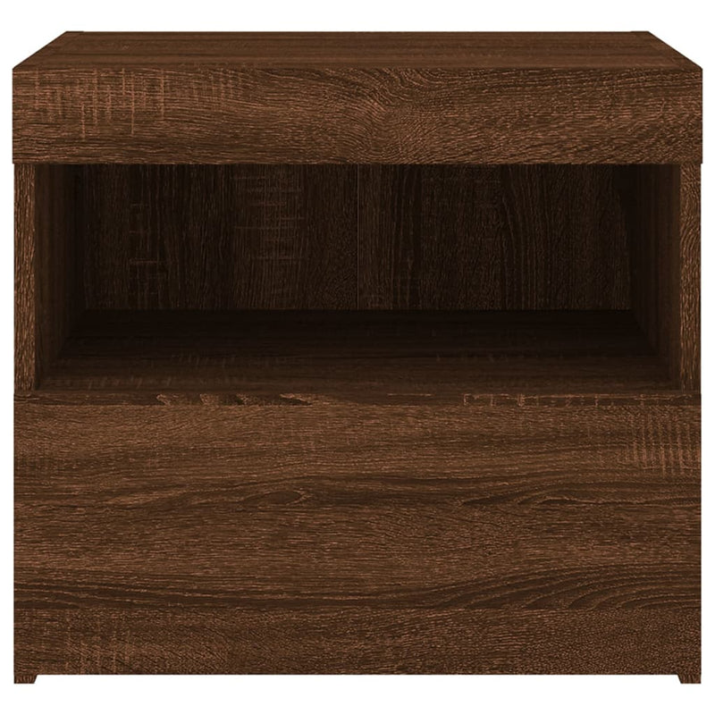 vidaXL 2 db barna tölgy színű éjjeliszekrény LED-ekkel 50x40x45 cm