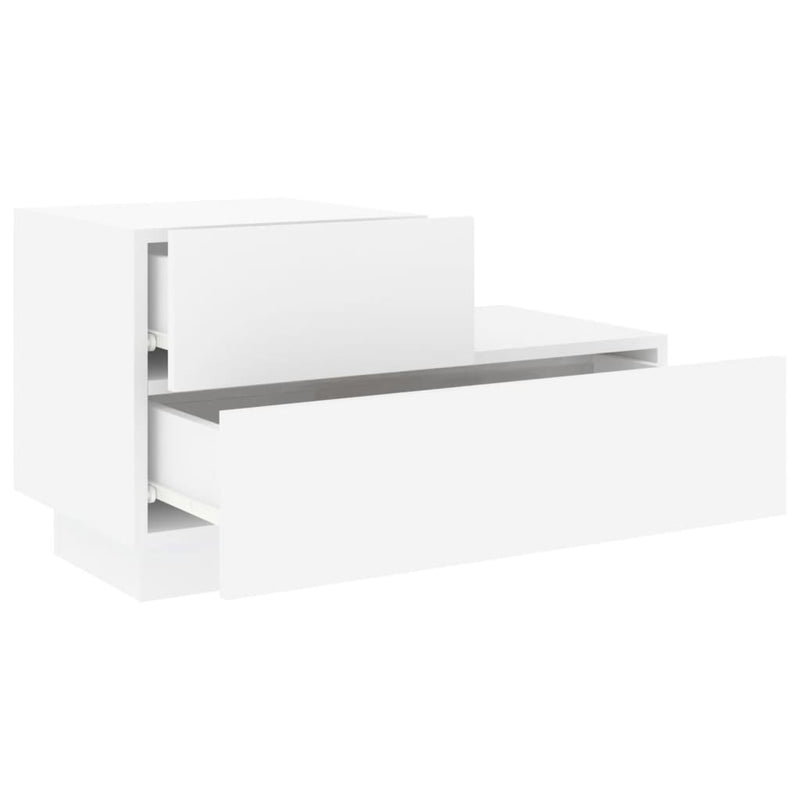 vidaXL fehér éjjeliszekrény LED-világítással 70 x 36 x 40,5 cm