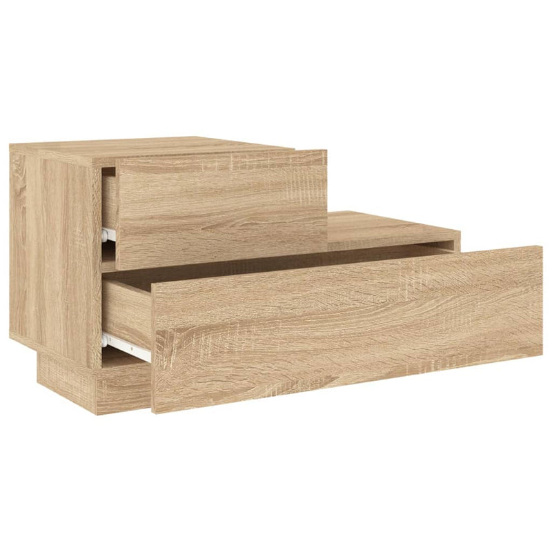 vidaXL sonoma tölgy színű éjjeliszekrény LED-ekkel 70 x 36 x 40,5 cm