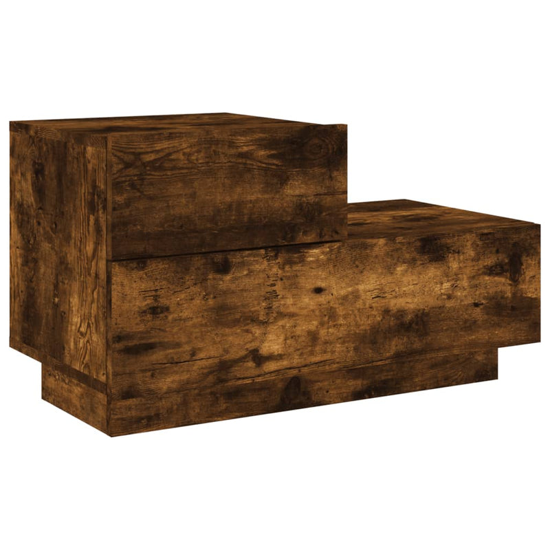vidaXL füstös tölgy színű éjjeliszekrény LED-fényekkel 70x36x40,5 cm