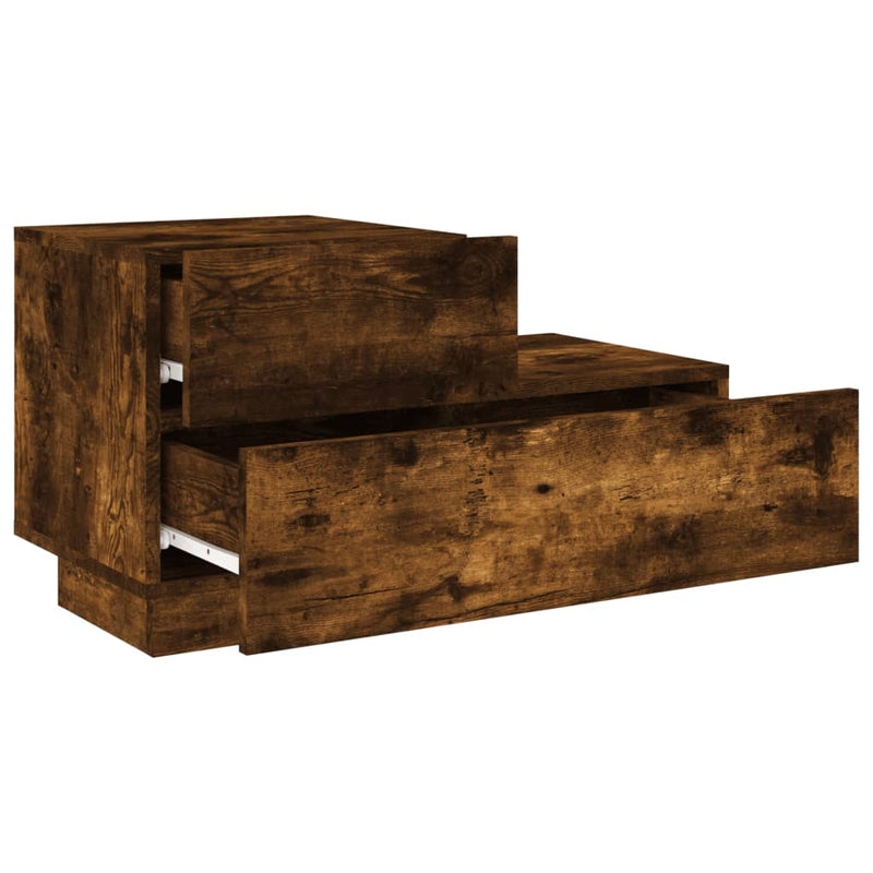 vidaXL füstös tölgy színű éjjeliszekrény LED-fényekkel 70x36x40,5 cm
