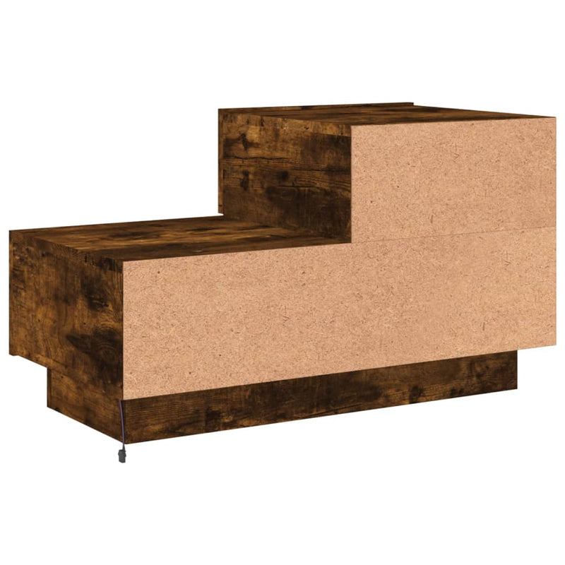 vidaXL füstös tölgy színű éjjeliszekrény LED-fényekkel 70x36x40,5 cm