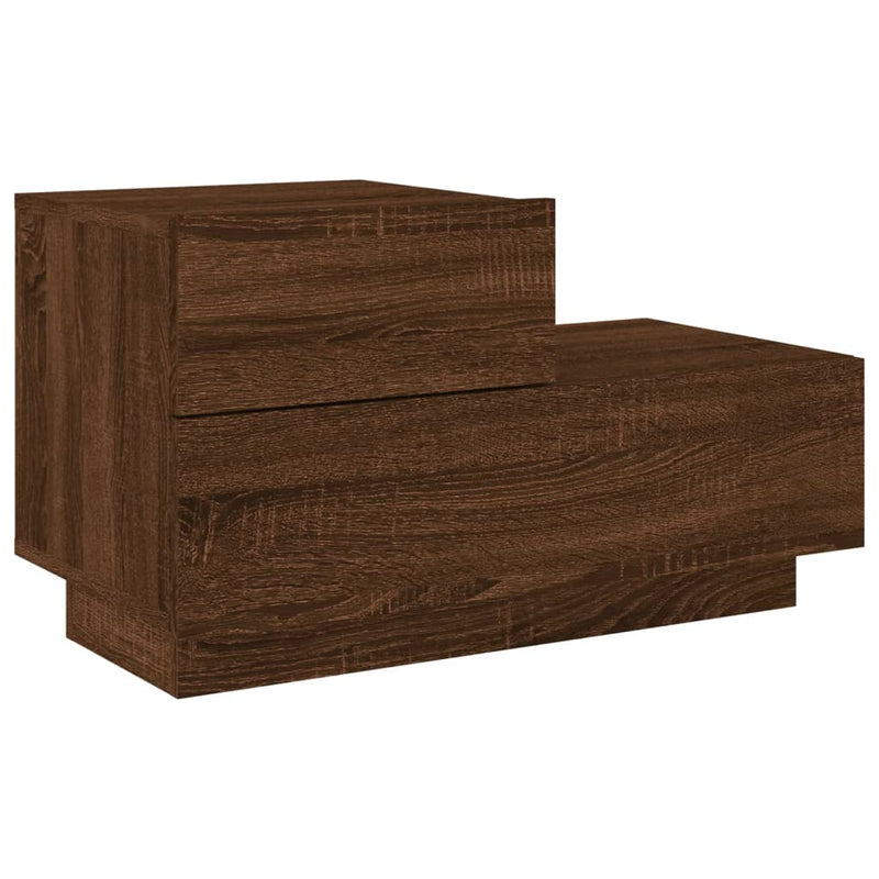 vidaXL barna tölgyszínű éjjeliszekrény LED-világítással 70x36x40,5 cm