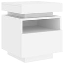 vidaXL 2 db fehér műfa éjjeliszekrény LED-fényekkel 40x39x48,5 cm