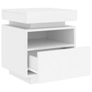 vidaXL 2 db fehér műfa éjjeliszekrény LED-fényekkel 40x39x48,5 cm
