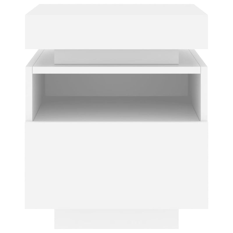 vidaXL 2 db fehér műfa éjjeliszekrény LED-fényekkel 40x39x48,5 cm