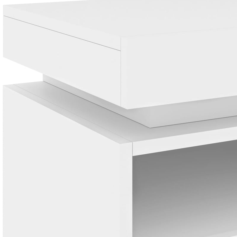 vidaXL 2 db fehér műfa éjjeliszekrény LED-fényekkel 40x39x48,5 cm