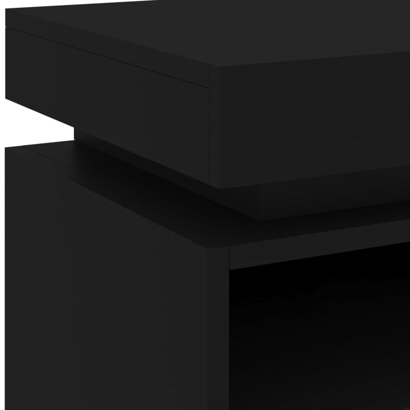 vidaXL 2 db fekete műfa éjjeliszekrény LED-fényekkel 40x39x48,5 cm