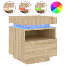 vidaXL 2 db sonoma tölgy éjjeliszekrény LED-fényekkel 40x39x48,5 cm