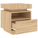 vidaXL 2 db sonoma tölgy éjjeliszekrény LED-fényekkel 40x39x48,5 cm