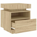 vidaXL 2 db sonoma tölgy éjjeliszekrény LED-fényekkel 40x39x48,5 cm