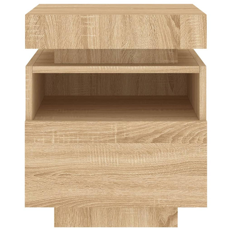 vidaXL 2 db sonoma tölgy éjjeliszekrény LED-fényekkel 40x39x48,5 cm