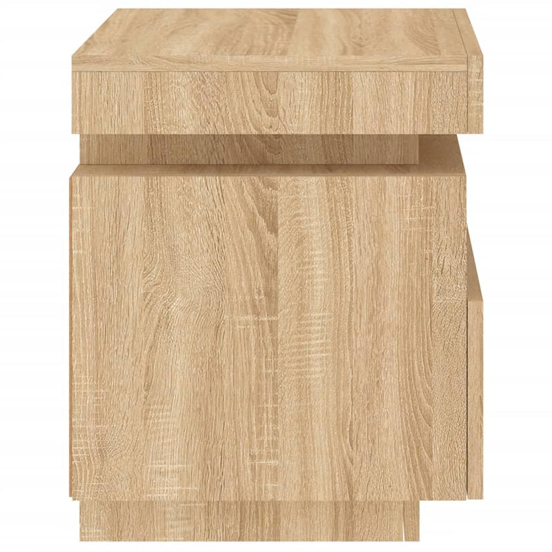 vidaXL 2 db sonoma tölgy éjjeliszekrény LED-fényekkel 40x39x48,5 cm