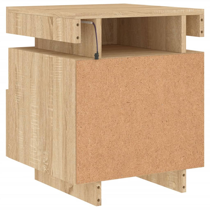 vidaXL 2 db sonoma tölgy éjjeliszekrény LED-fényekkel 40x39x48,5 cm