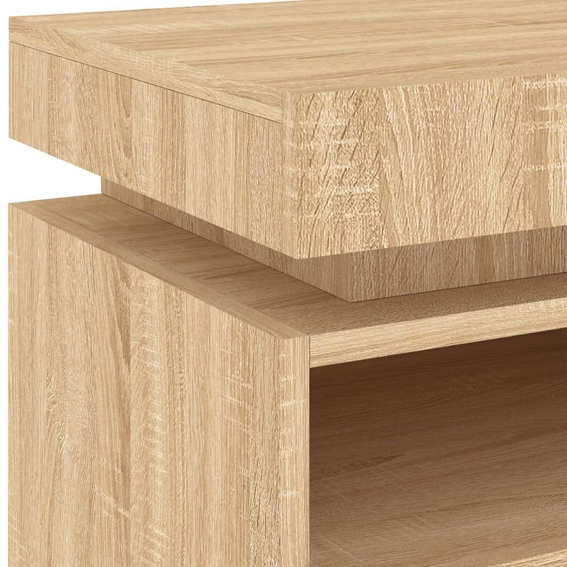 vidaXL 2 db sonoma tölgy éjjeliszekrény LED-fényekkel 40x39x48,5 cm