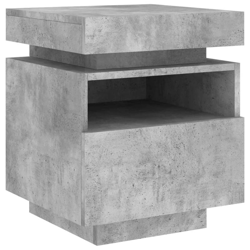 vidaXL 2 db betonszürke éjjeliszekrény LED-fényekkel 40x39x48,5 cm