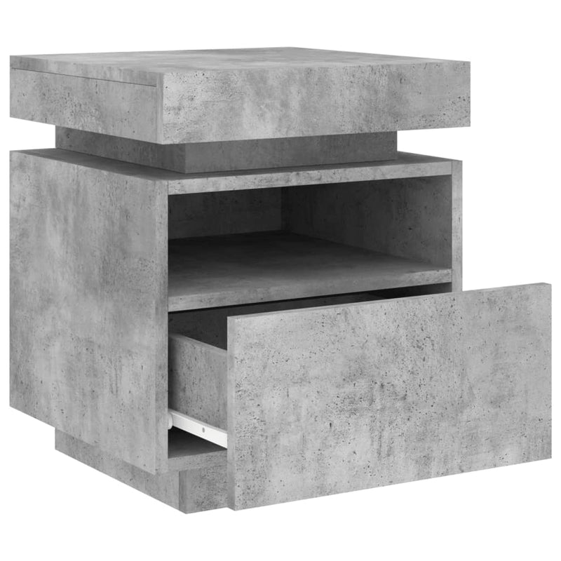vidaXL 2 db betonszürke éjjeliszekrény LED-fényekkel 40x39x48,5 cm
