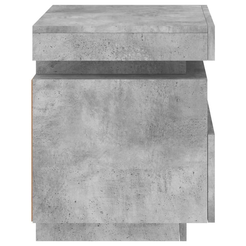 vidaXL 2 db betonszürke éjjeliszekrény LED-fényekkel 40x39x48,5 cm