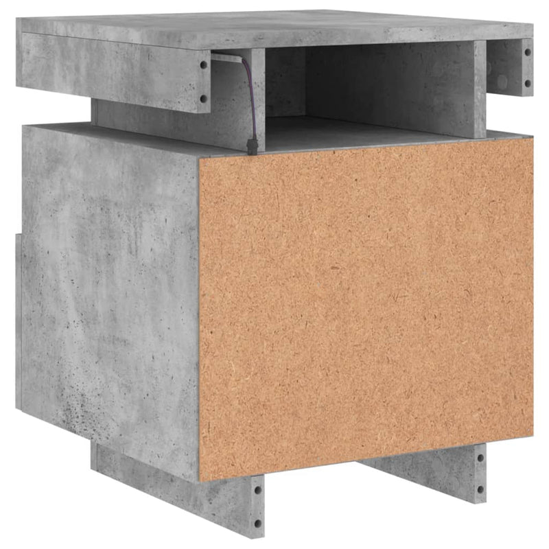 vidaXL 2 db betonszürke éjjeliszekrény LED-fényekkel 40x39x48,5 cm