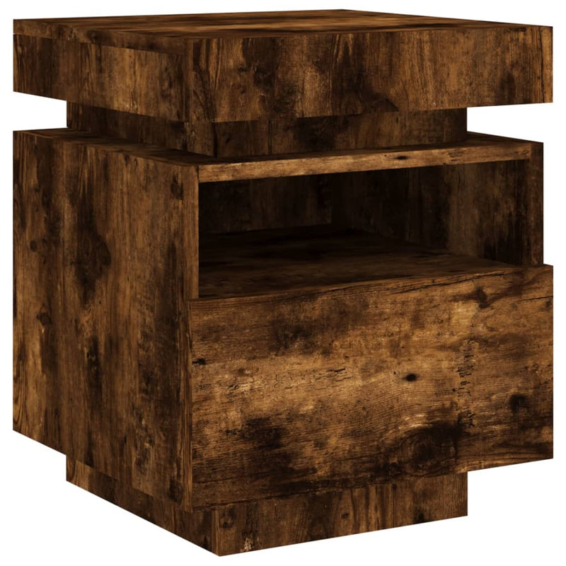 vidaXL 2 db sonoma tölgy éjjeliszekrény LED-fényekkel 40x39x48,5 cm