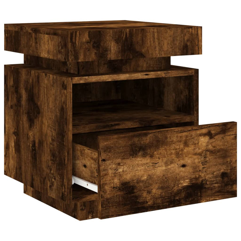 vidaXL 2 db sonoma tölgy éjjeliszekrény LED-fényekkel 40x39x48,5 cm
