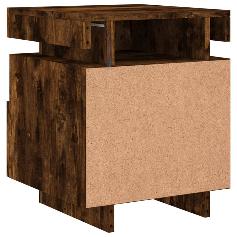 vidaXL 2 db sonoma tölgy éjjeliszekrény LED-fényekkel 40x39x48,5 cm