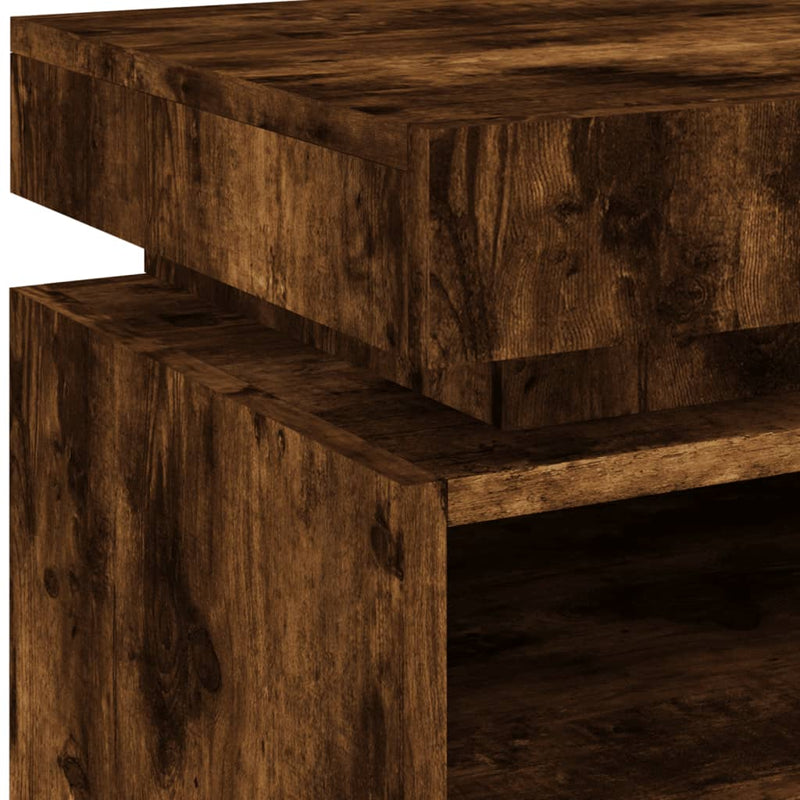 vidaXL 2 db sonoma tölgy éjjeliszekrény LED-fényekkel 40x39x48,5 cm