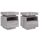 vidaXL 2 db szürke sonoma éjjeliszekrény LED-fényekkel 40x39x48,5 cm