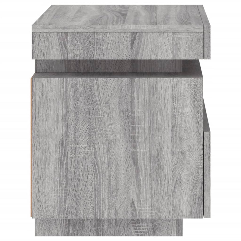 vidaXL 2 db szürke sonoma éjjeliszekrény LED-fényekkel 40x39x48,5 cm