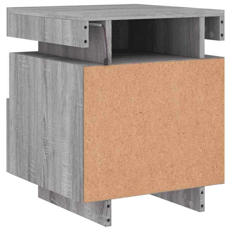 vidaXL 2 db szürke sonoma éjjeliszekrény LED-fényekkel 40x39x48,5 cm