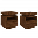 vidaXL 2 db barna tölgy éjjeliszekrény LED-fényekkel 40x39x48,5 cm