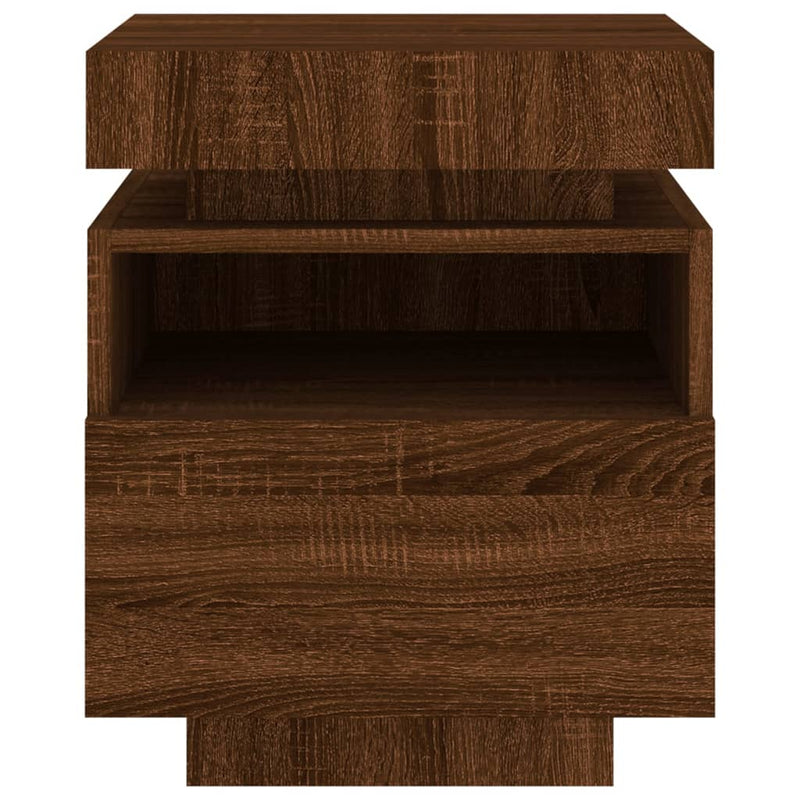 vidaXL 2 db barna tölgy éjjeliszekrény LED-fényekkel 40x39x48,5 cm
