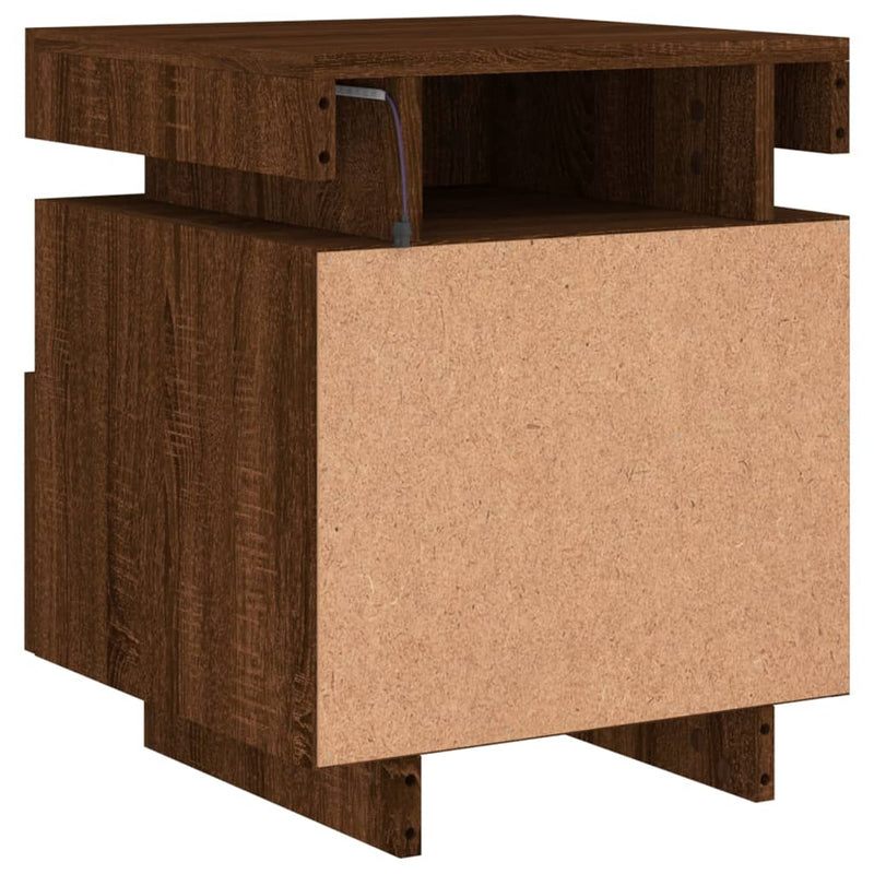 vidaXL 2 db barna tölgy éjjeliszekrény LED-fényekkel 40x39x48,5 cm