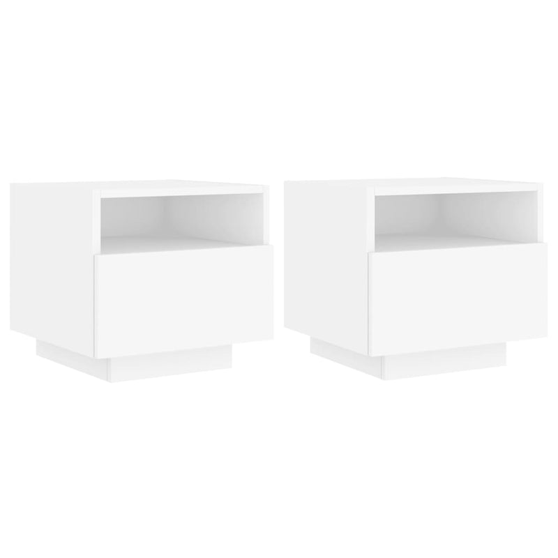 vidaXL 2 db fehér éjjeliszekrény LED-világítással 40 x 39 x 37 cm