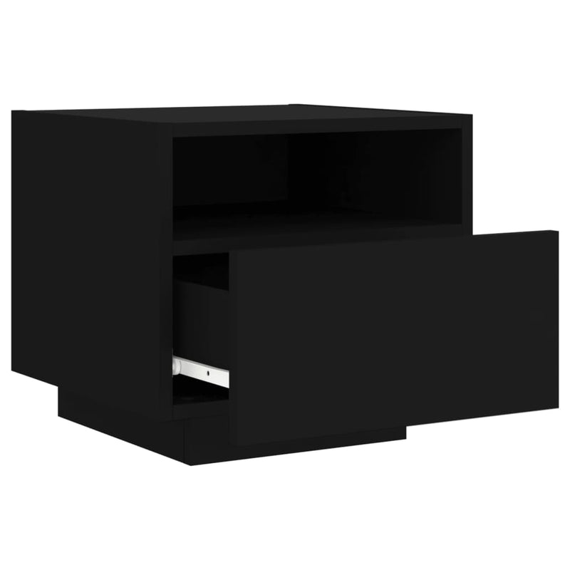 vidaXL fekete éjjeliszekrény LED-világítással 40 x 39 x 37 cm