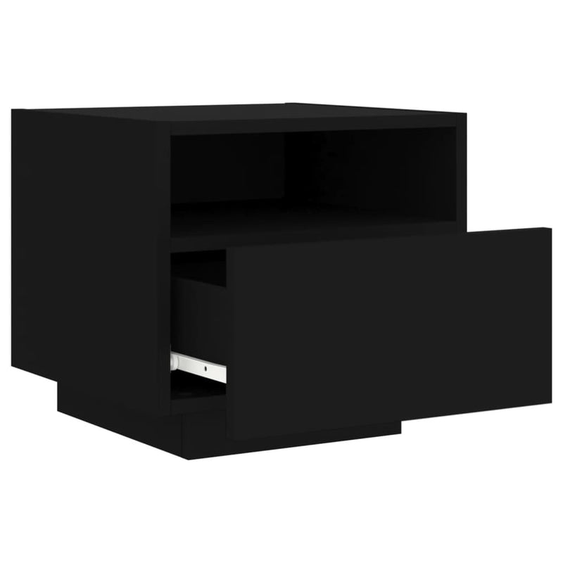 vidaXL 2 db fekete éjjeliszekrény LED-világítással 40 x 39 x 37 cm