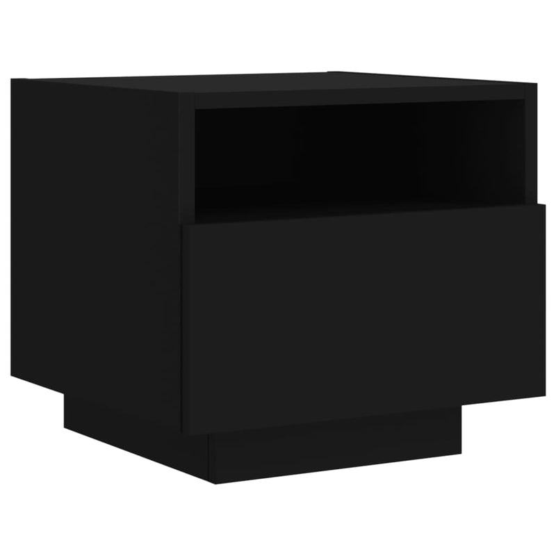 vidaXL 2 db fekete éjjeliszekrény LED-világítással 40 x 39 x 37 cm