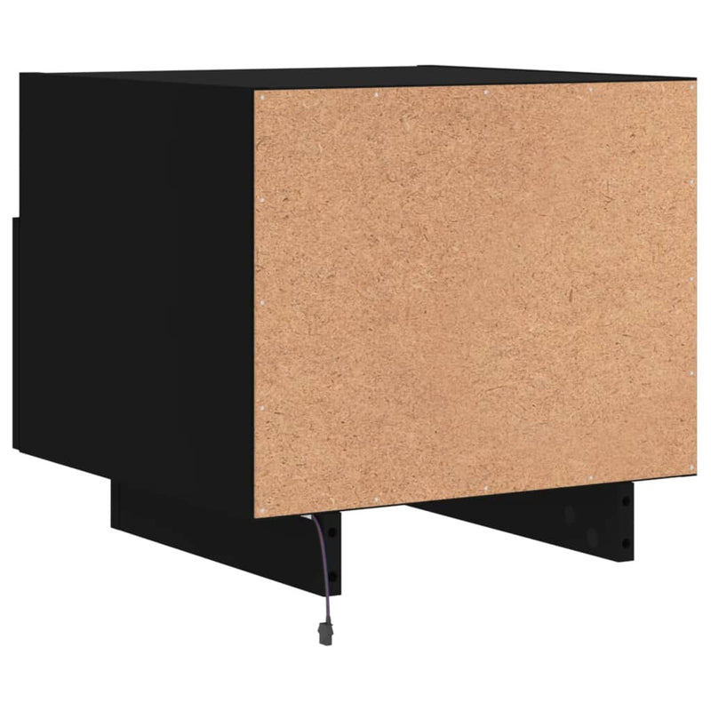 vidaXL 2 db fekete éjjeliszekrény LED-világítással 40 x 39 x 37 cm