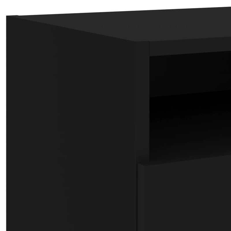 vidaXL 2 db fekete éjjeliszekrény LED-világítással 40 x 39 x 37 cm