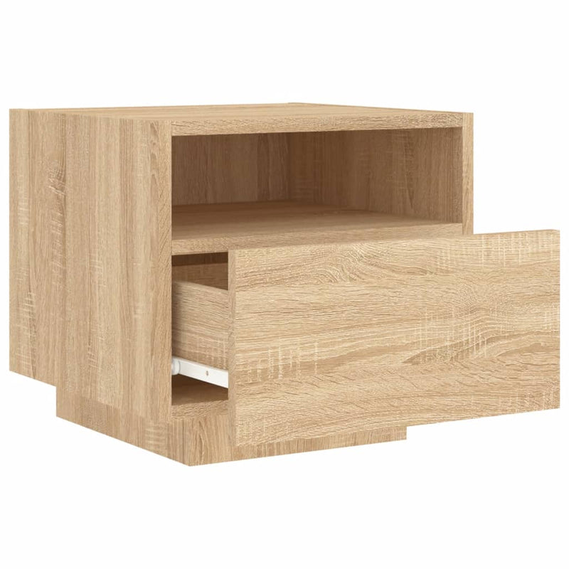 vidaXL 2 db sonoma tölgy színű éjjeliszekrény LED-ekkel 40x39x37 cm
