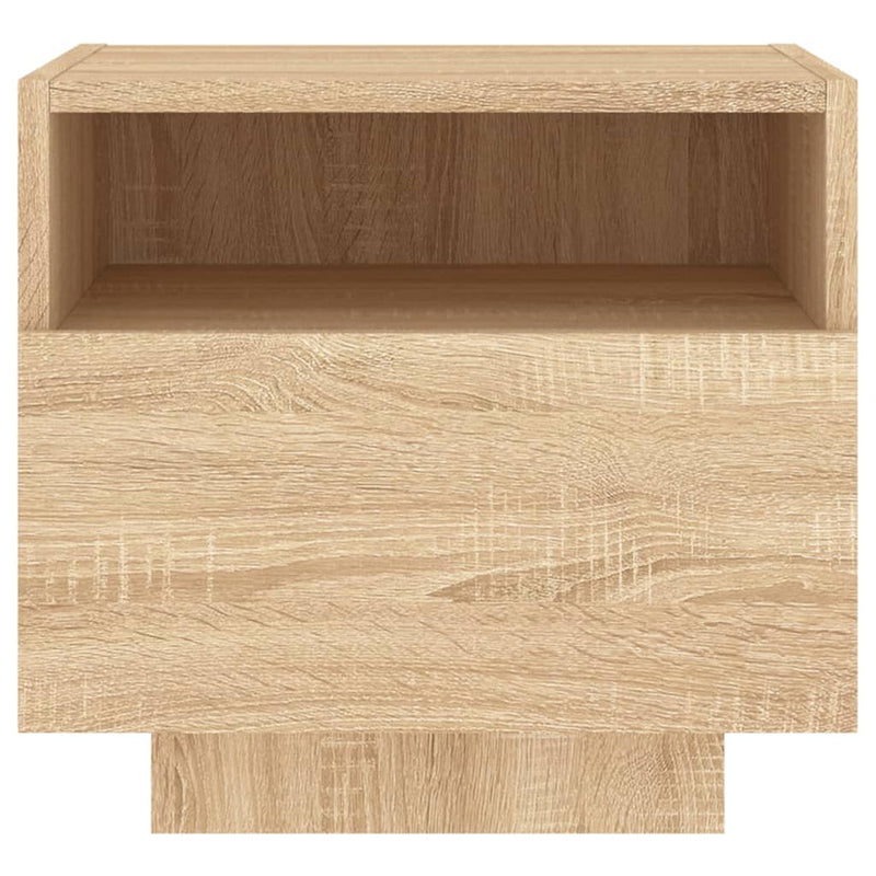 vidaXL 2 db sonoma tölgy színű éjjeliszekrény LED-ekkel 40x39x37 cm