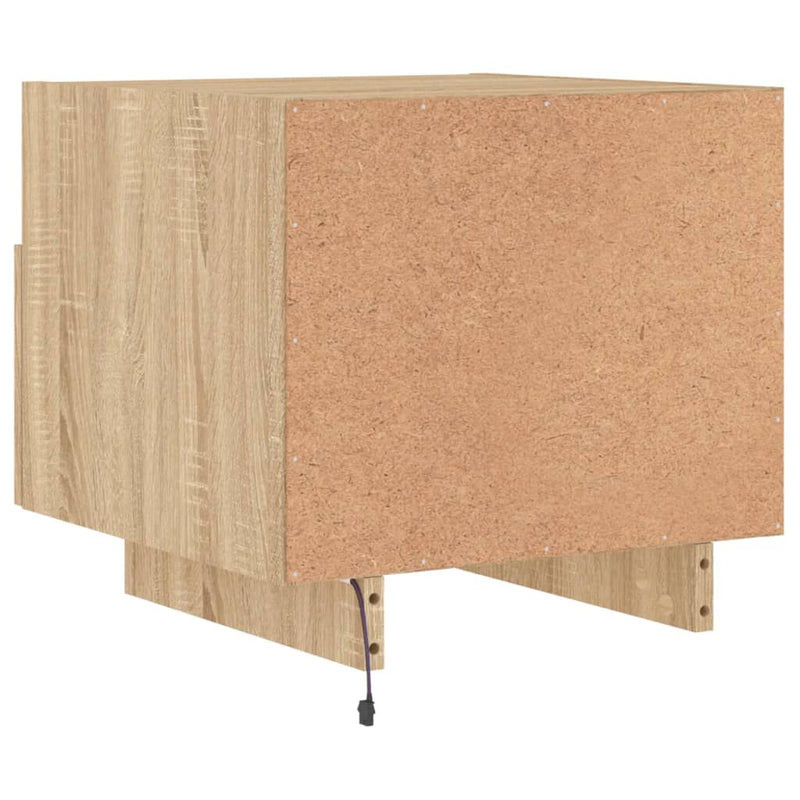 vidaXL 2 db sonoma tölgy színű éjjeliszekrény LED-ekkel 40x39x37 cm