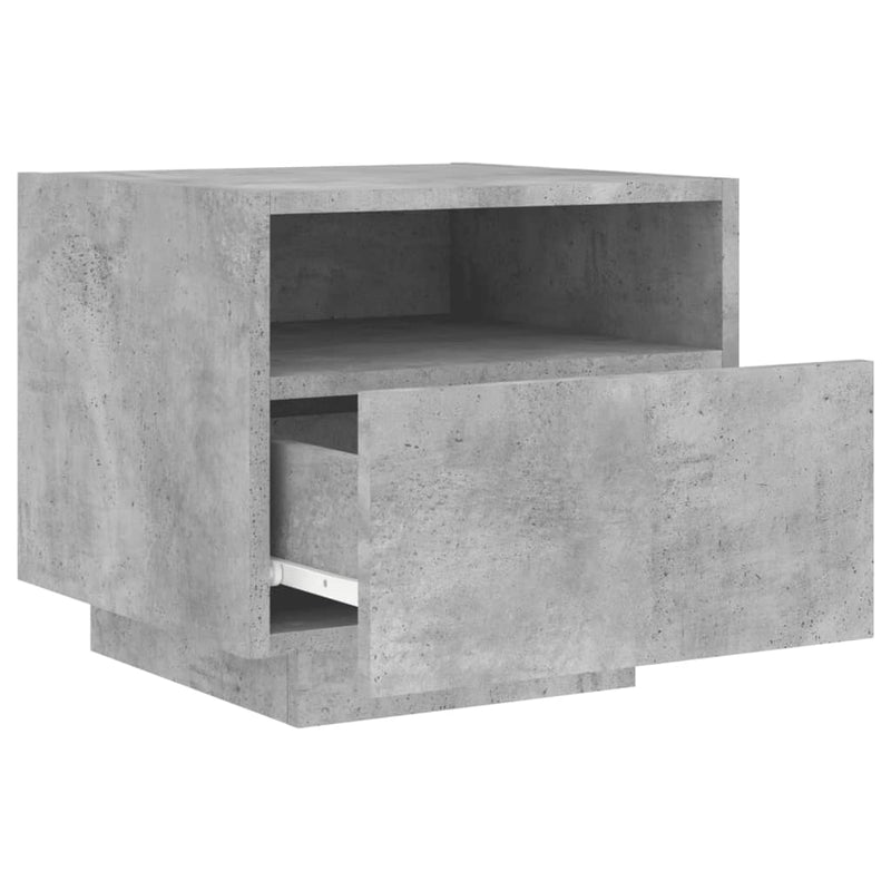 vidaXL betonszürke éjjeliszekrény LED-világítással 40 x 39 x 37 cm