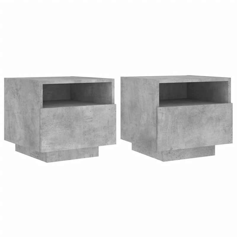 vidaXL 2 db betonszürke éjjeliszekrény LED-világítással 40x39x37 cm