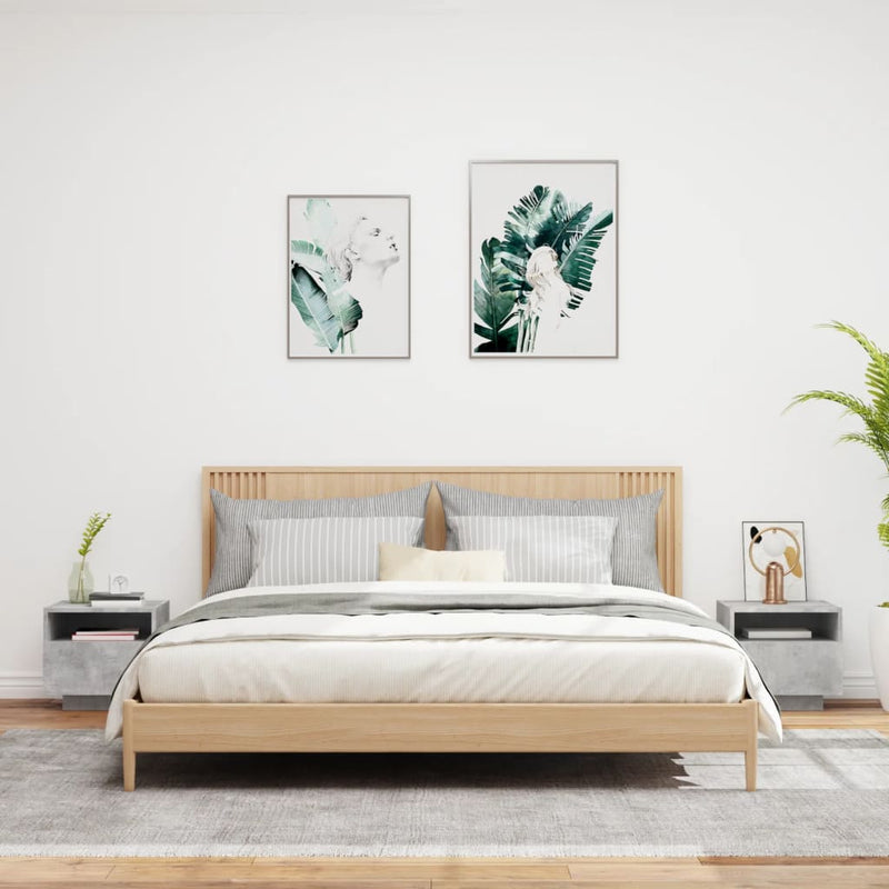 vidaXL 2 db betonszürke éjjeliszekrény LED-világítással 40x39x37 cm