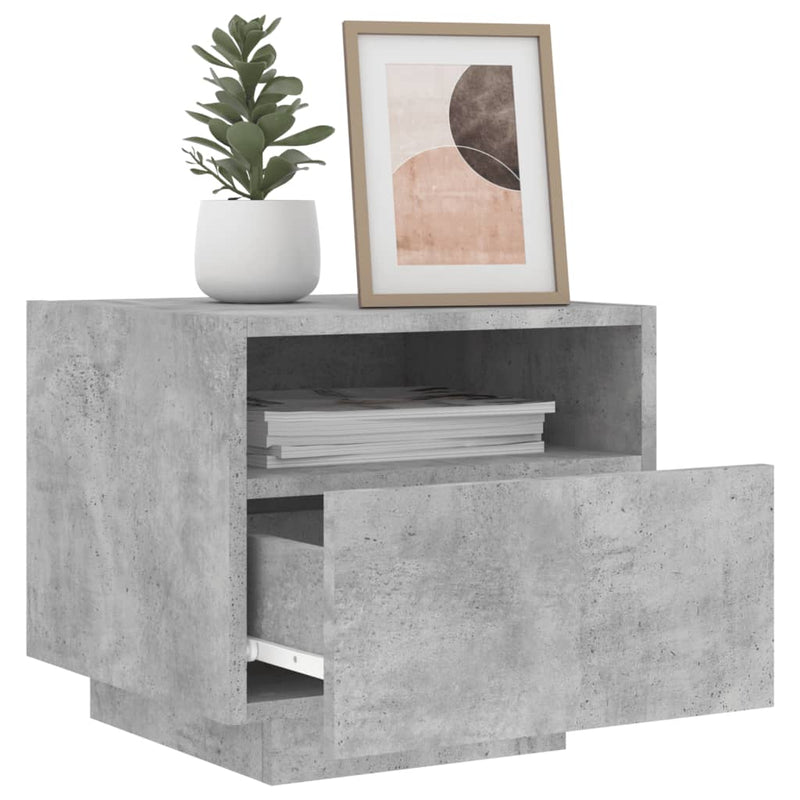 vidaXL 2 db betonszürke éjjeliszekrény LED-világítással 40x39x37 cm