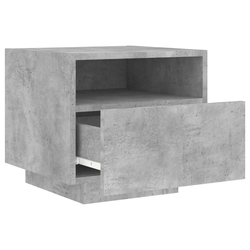 vidaXL 2 db betonszürke éjjeliszekrény LED-világítással 40x39x37 cm