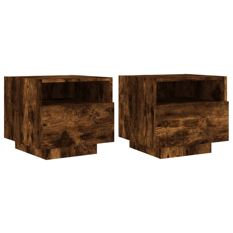 vidaXL 2 db sonoma tölgy színű éjjeliszekrény LED-ekkel 40x39x37 cm