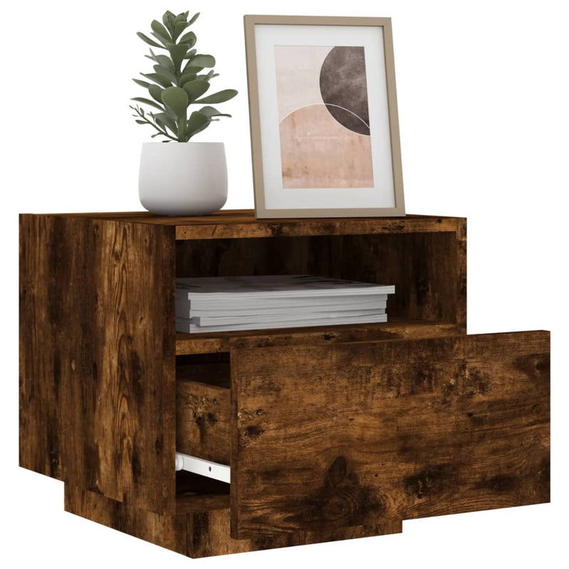vidaXL 2 db sonoma tölgy színű éjjeliszekrény LED-ekkel 40x39x37 cm