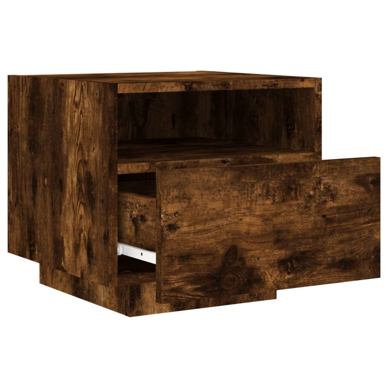 vidaXL 2 db sonoma tölgy színű éjjeliszekrény LED-ekkel 40x39x37 cm
